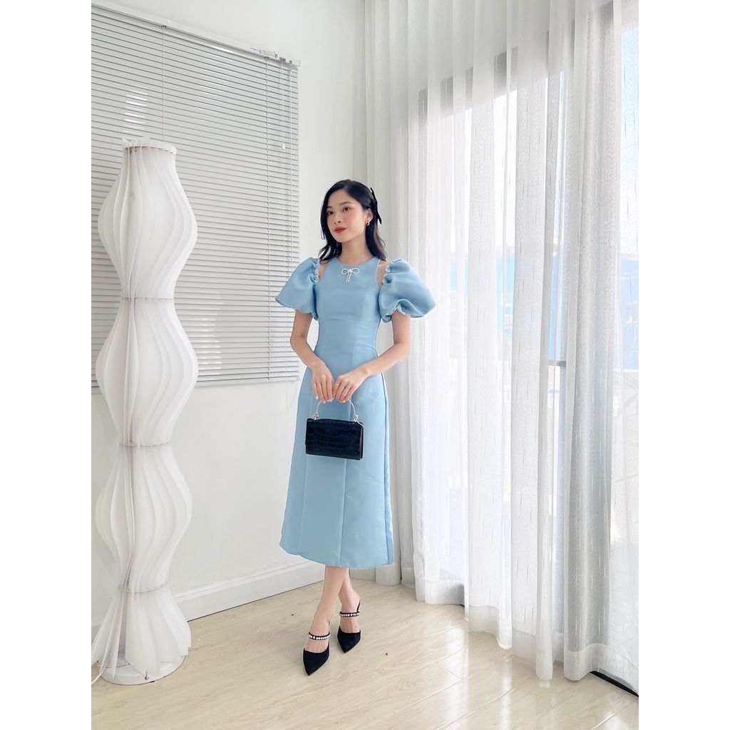 Đầm nữ tafta khoét vai cách điệu tay phồng (tặng kèm charm) JOY DRESS - GOÛT DE JUN