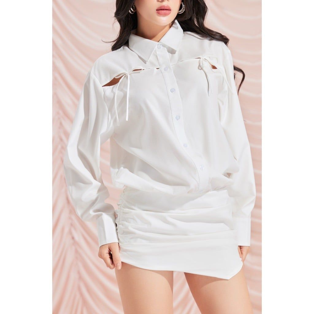 Đầm Sơ Mi Nữ Thiết Kế Nhún Cut Out Cá Tính  - GETY DRESS - Goût De Jun