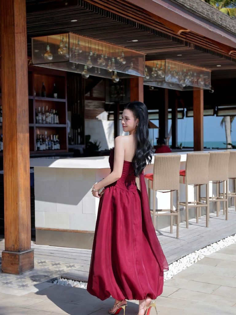 Đầm Nữ CYONS DRESS Form Bí Lệch Vai Dự Tiệc Sang Chảnh GOUT DE JUN