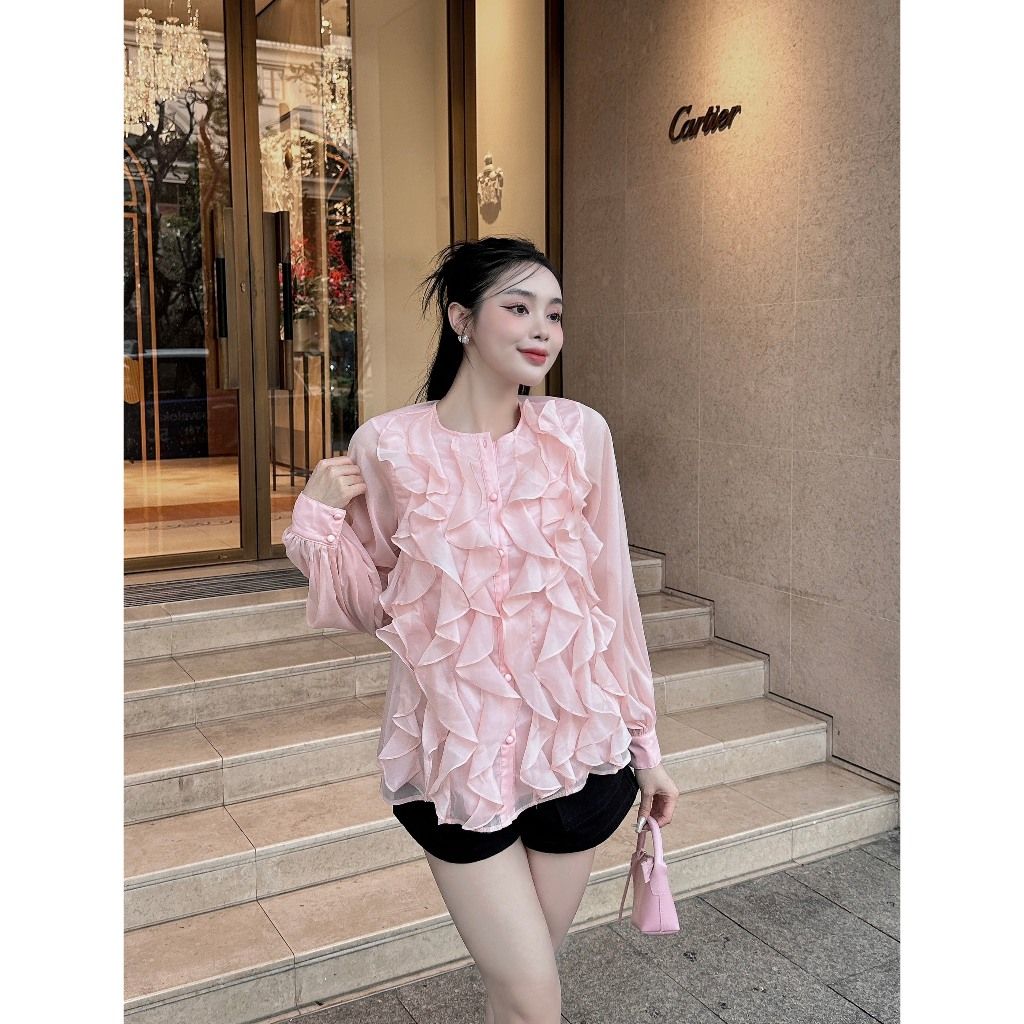 Áo Kiểu Tay Phồng Dài Phối Bèo Phong Cách Hàn Quốc - DION TOP -  GOÛT DE JUN