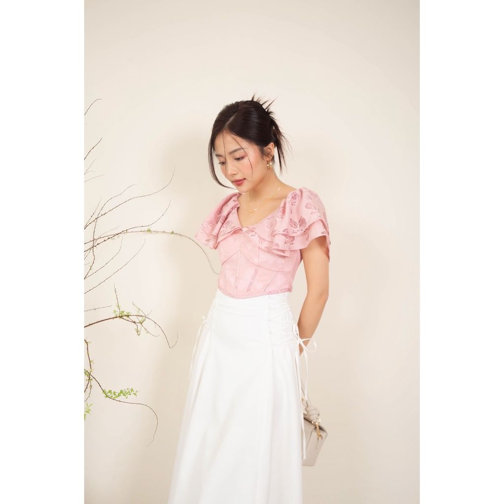 GOÛT DE JUN - Áo croptop tay phồng thiết kế tay cánh tiên - CHLOE TOP