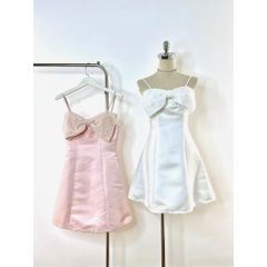 Đầm nữ tafta hai dây bản nơ to đính đá form xòe BOW DRESS - GOÛT DE JUN
