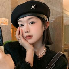 Mũ Beret Dạ Len Phối Charm Thời Trang Thu Đông Phong Cách Hàn Quốc - GOÛT DE JUN