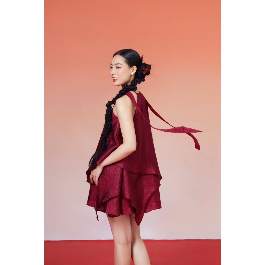 Đầm Freesize Cổ Yếm Cột Nơ Dáng Xòe Tầng Dành Cho Nữ - CHENDY DRESS - GOÛT DE JUN