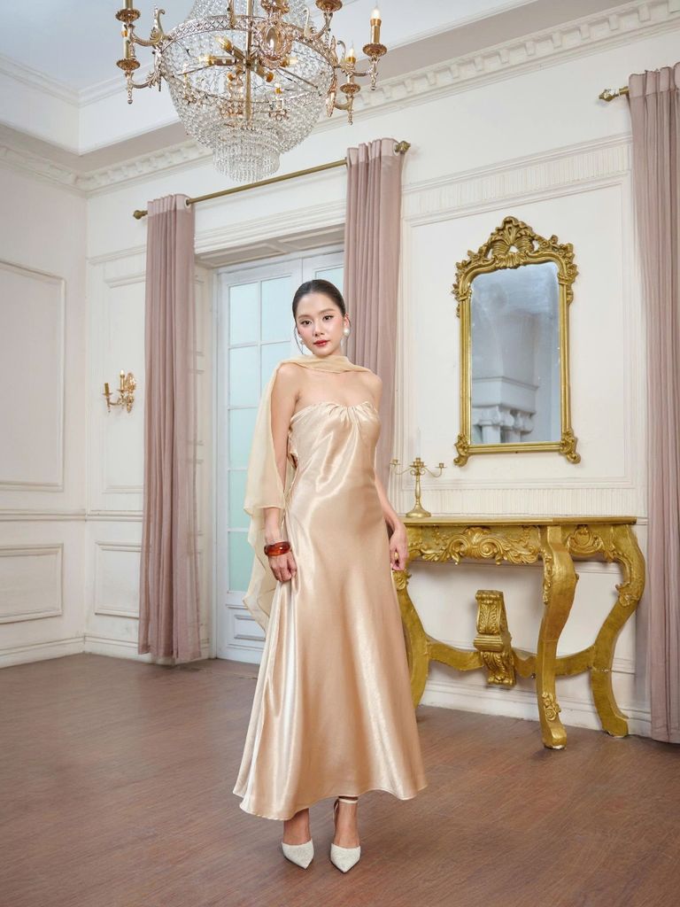 Đầm Nữ CIVAL Đi Tiệc Cúp Ngực Dáng Dài Kèm Khăn Choàng Sang Trọng GOÛT DE JUN