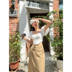 GOÛT DE JUN - Áo Croptop Tay Phồng Nữ Tính - SYLEE TOP