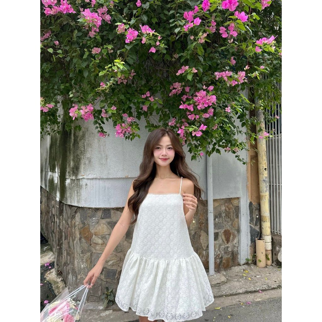 Đầm Nữ Ren Hoa Hai Dây Form Xòe Bánh Bèo - MISTY DRESS - GOÛT DE JUN