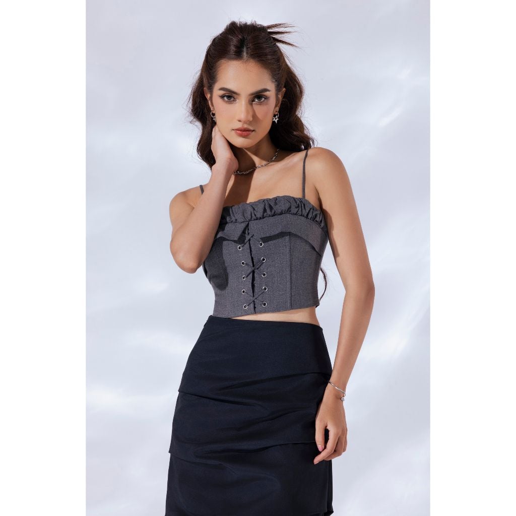 Áo Croptop Hai Dây Ôm Dáng Phối Dây Rút Thời Trang- SUZY TOP - GOÛT DE JUN