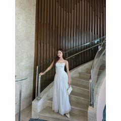 Đầm Nữ Đi Tiệc Hai Dây Xẻ Tà Phối Ren Hoa Sang Trọng   - EMIL DRESS - GOÛT DE JUN