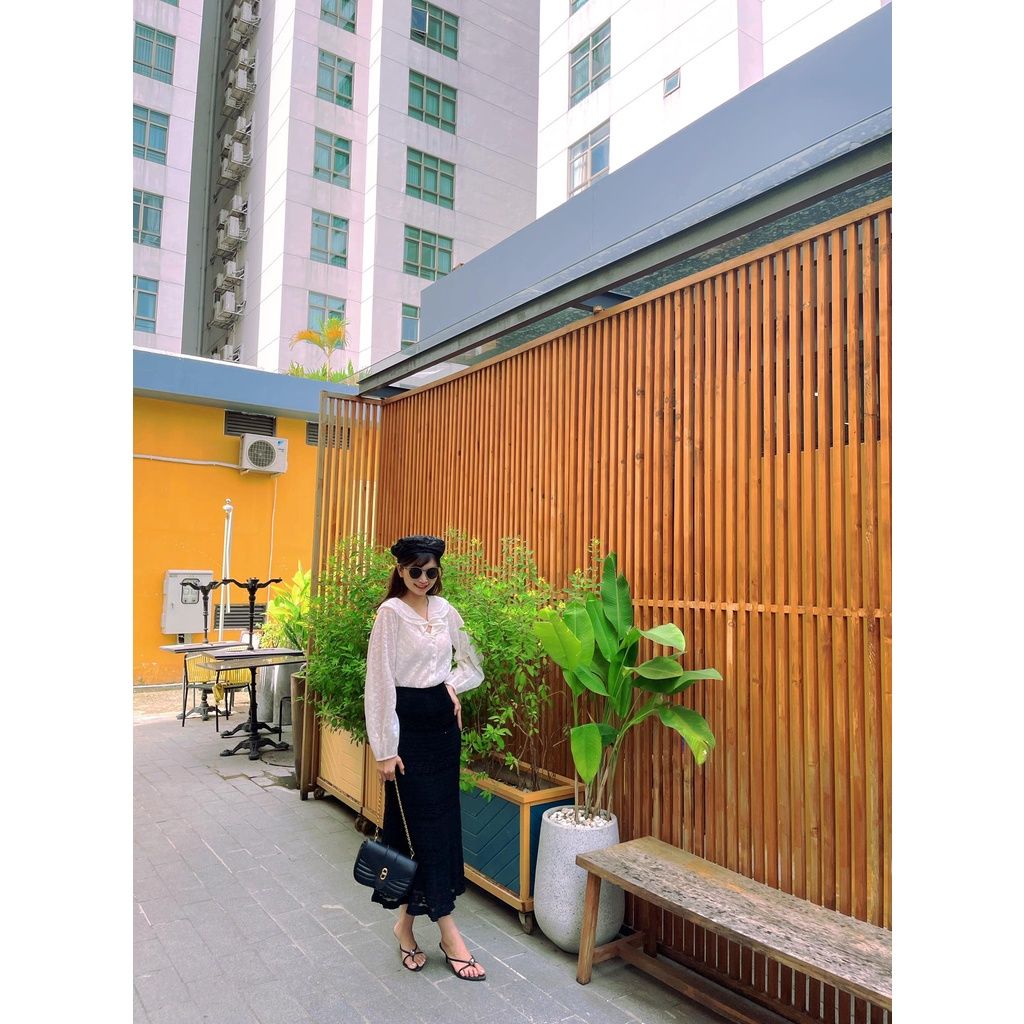 GOÛT DE JUN - Áosơ mi cổ bèo họa tiết hoa - RIA TOP