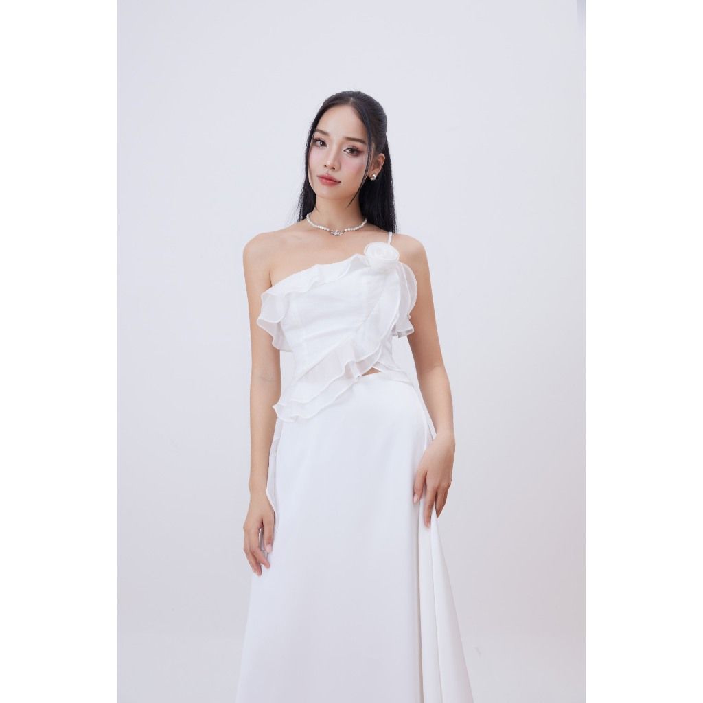 Áo Croptop Nữ Lệch Vai Phói Tua Rua Bánh Bèo - PAMIN TOP - GOÛT DE JUN