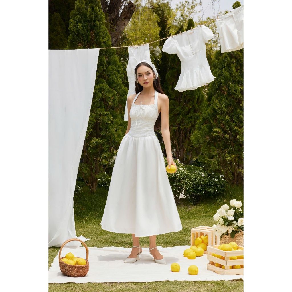Đầm Nữ Cổ Yếm Hở Lưng Dáng Dài Mùa Hè Nữ Tính Form Xòe - LANIS DRESS - GOÛT DE JUN
