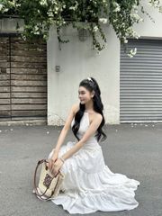 Đầm Nữ NOWSIL DRESS Cổ Yếm Form Maxi Xòe Đi Biển GOUT DE JUN