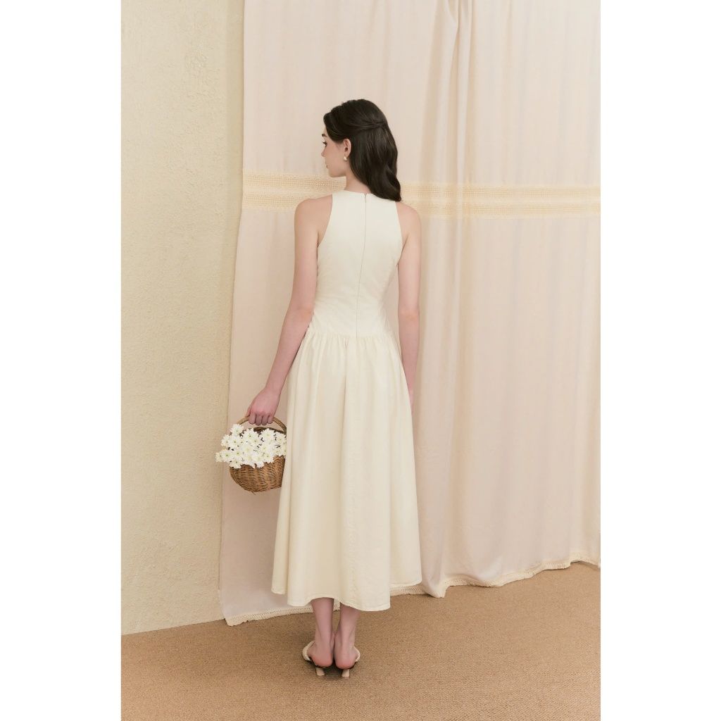 Đầm Nữ WIREAD DRESS Sát Nách Dáng Dài Phối Nút Bọc Thanh Lịch Đi Tiệc GOUT DE JUN