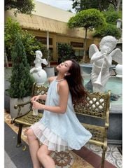 GOUT DE JUN Váy Nữ Cổ Yếm Chất Voan Xốp Rũ Mềm FEWSY DRESS Đầm Form Suông Thanh Lịch