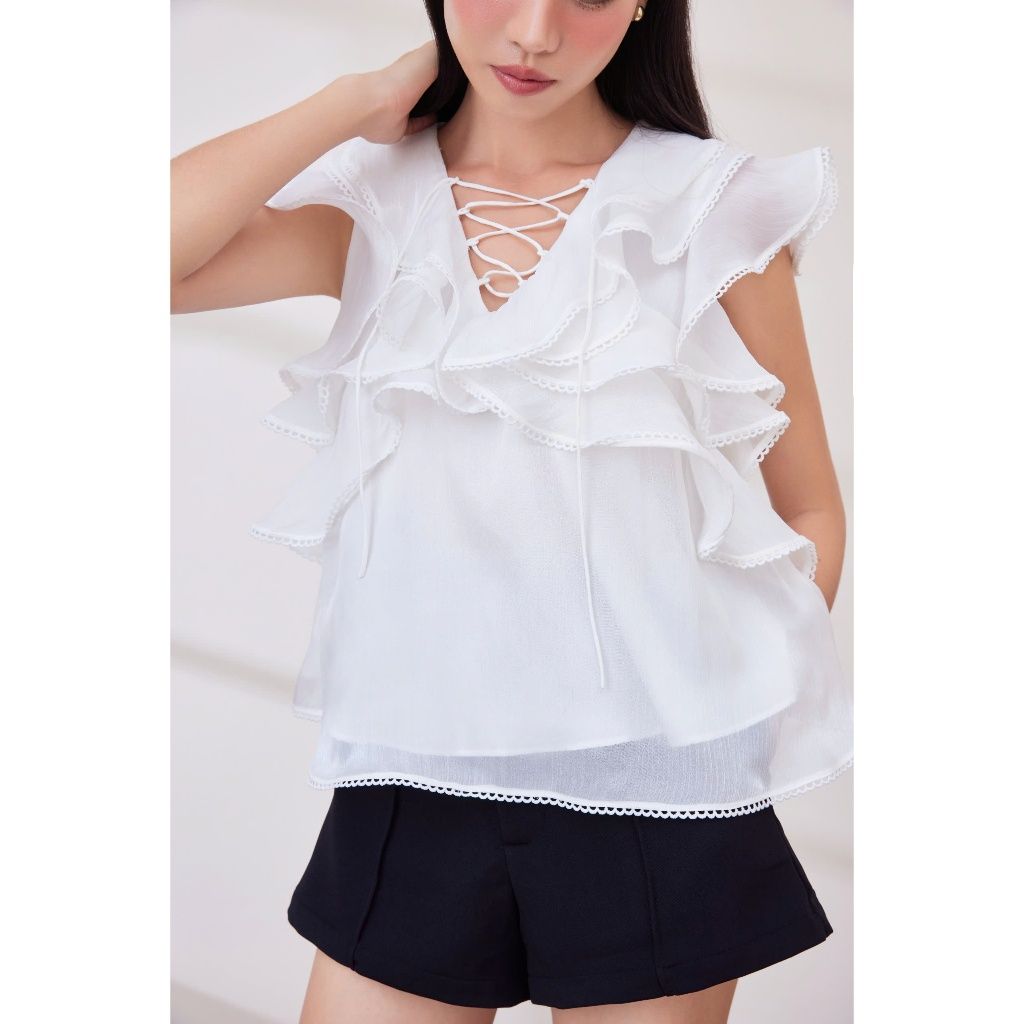 Áo Kiểu Nữ Freesize Tầng Bèo Siêu Xinh - ERLIN TOP - GOÛT DE JUN