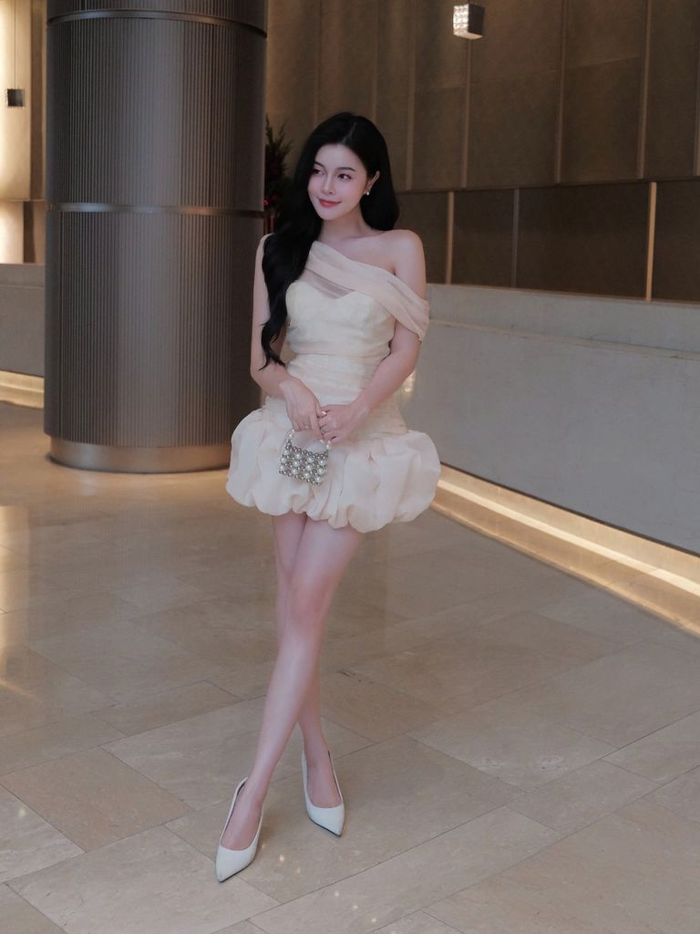 Đầm Nữ EPIPHY DRESS Trễ Vai Form  Bí Phồng Xòe Chất Voan Tiểu Thư Công Chúa GOUT DE JUN