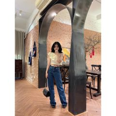 Quần Jean nữ dài ồng suông thiết kế cạp gợn sóng WAVE JEANS - GOÛT DE JUN