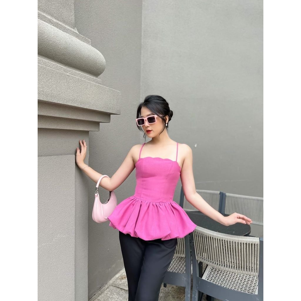 GOÛT DE JUN - Áo nữ peplum 2 dây gợn sóng  - Yuna Top