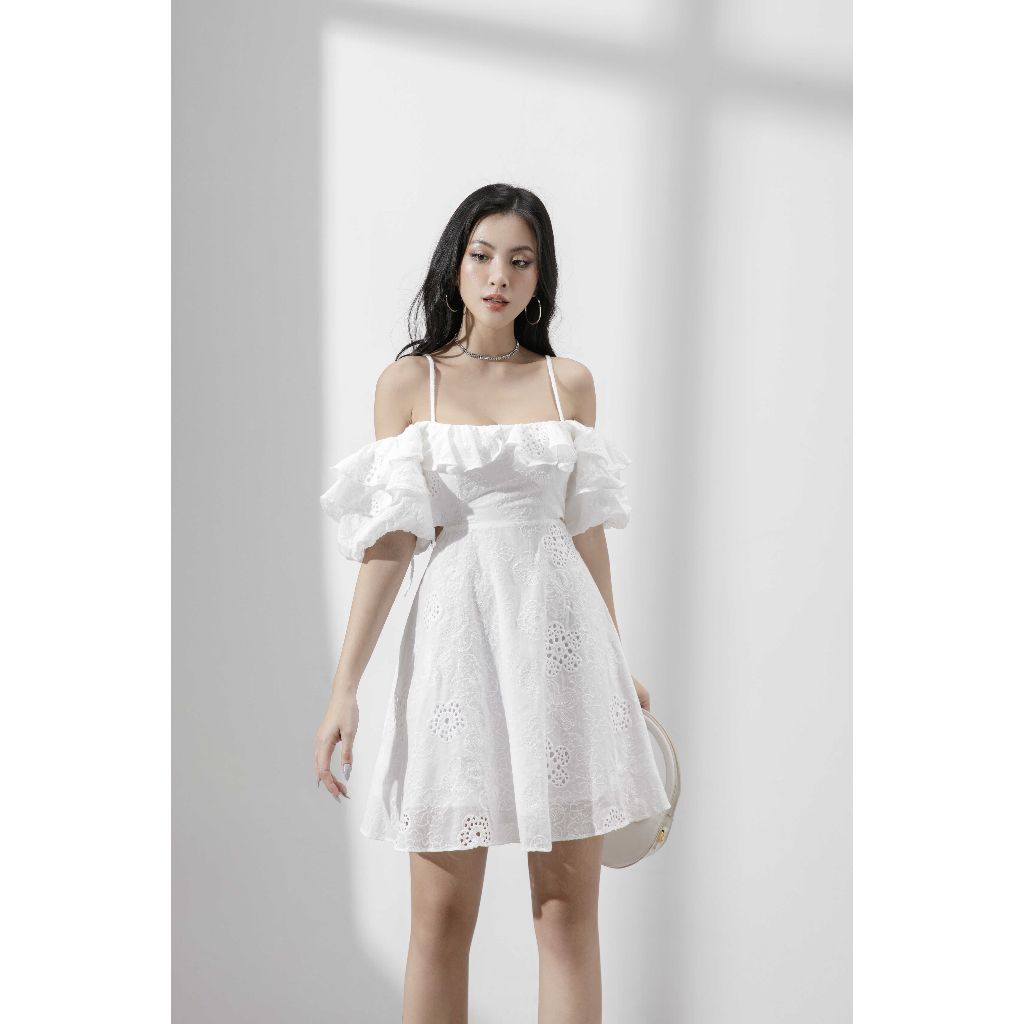 Đầm Nữ Ngắn Đi Biển Trễ Vai Thiết Kế Hơ Lưng LEAVE DRESS - GOÛT DE JUN