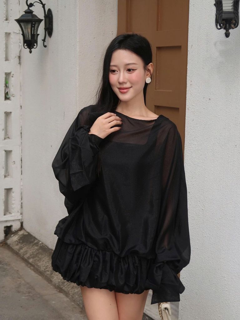 Đầm Nữ ARRIAL Voan Tơ Tay Phồng Cánh Dơi Sang Trọng Dự Tiệc GOÛT DE JUN