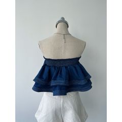 Áo ống form xoè xếp tầng cao cấp, Áo ống denim có kèm áo lót bra | SENSI TOP | Secodee