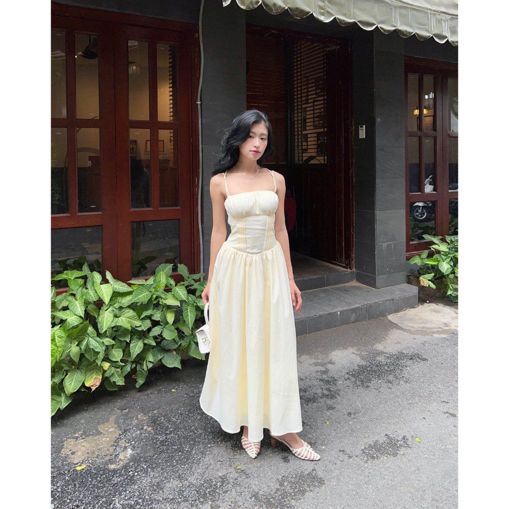Đầm Nữ Hai Dây Dáng Dài Nhún Ngực Nữ Tính - JOSE DRESS - GOÛT DE JUN