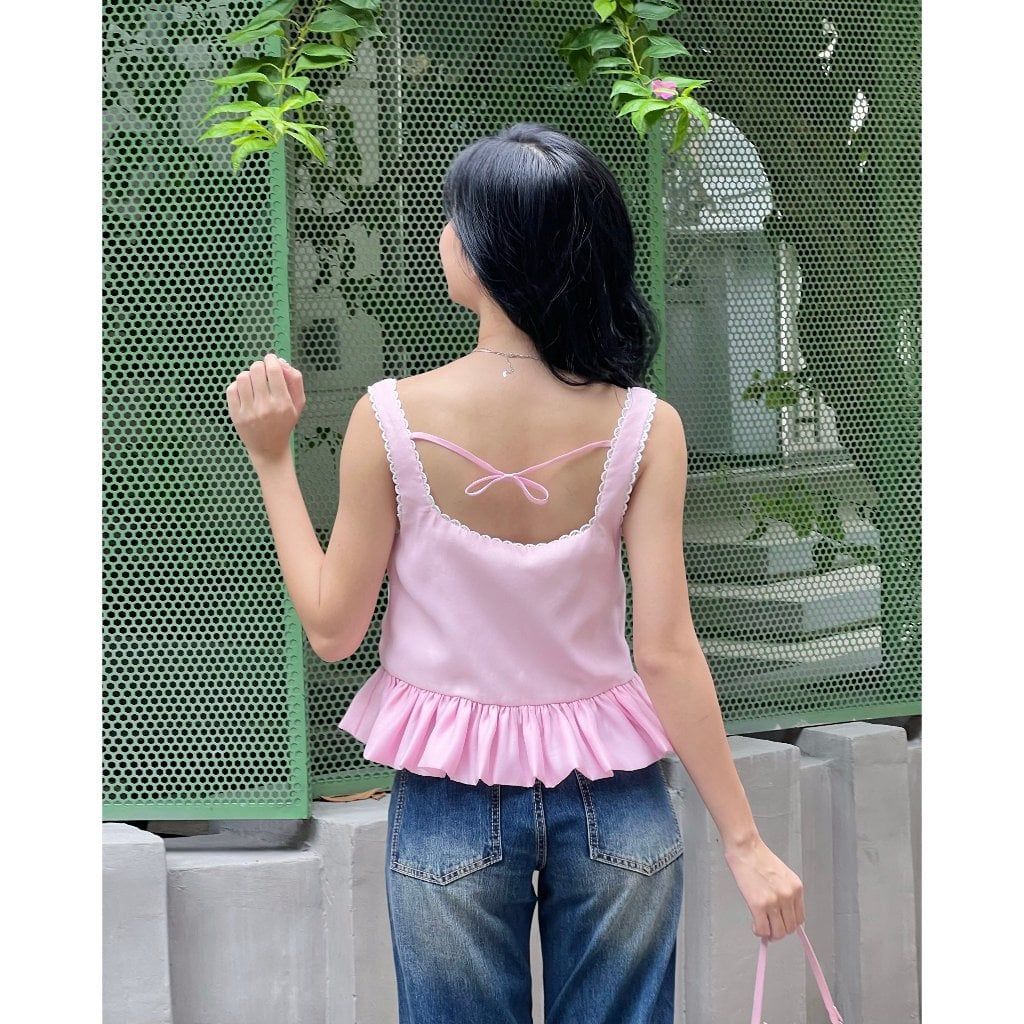 Áo Nữ Thiết Kế Cổ Vuông Phối Bèo Dáng Bí   - DOYIN TOP - GOÛT DE JUN