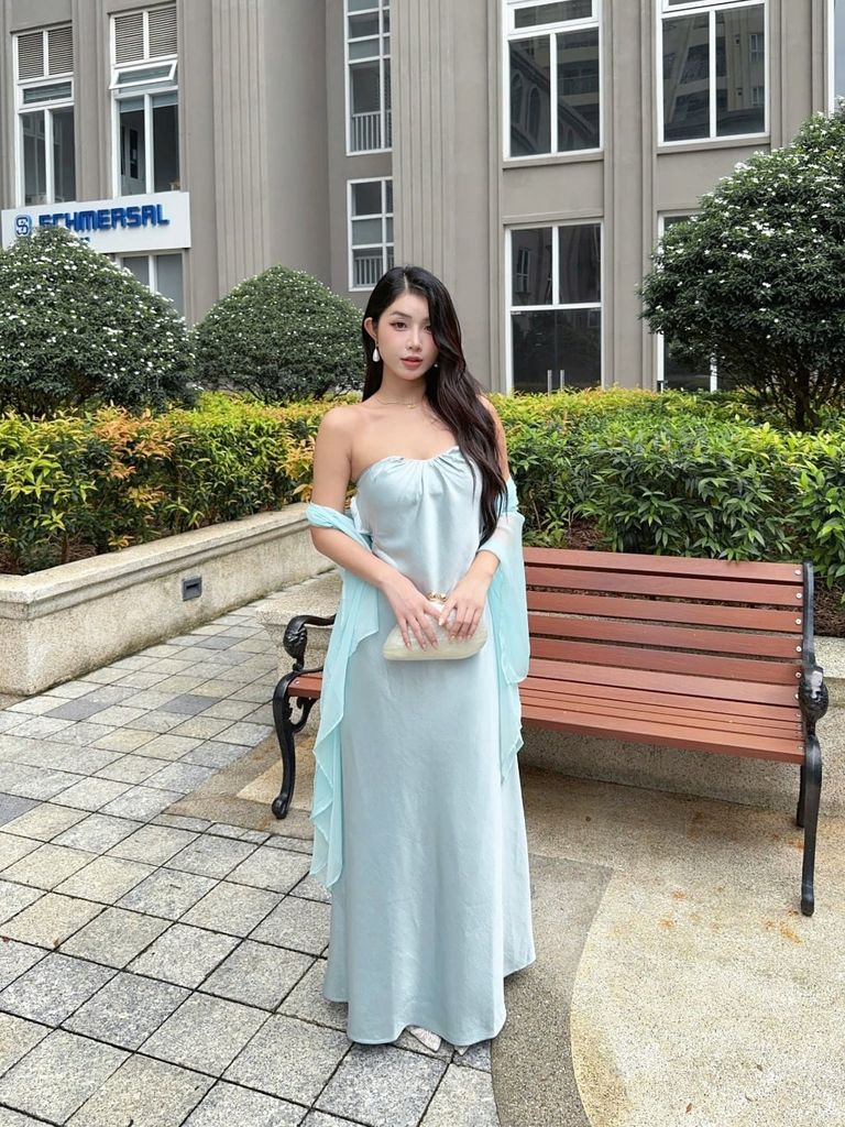 Đầm Nữ CIVAL Đi Tiệc Cúp Ngực Dáng Dài Kèm Khăn Choàng Sang Trọng GOÛT DE JUN