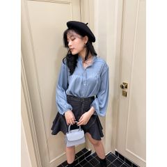 GOÛT DE JUN - Áo sơmi lụa cổ trụ may cách điệu - Tessa Shirt