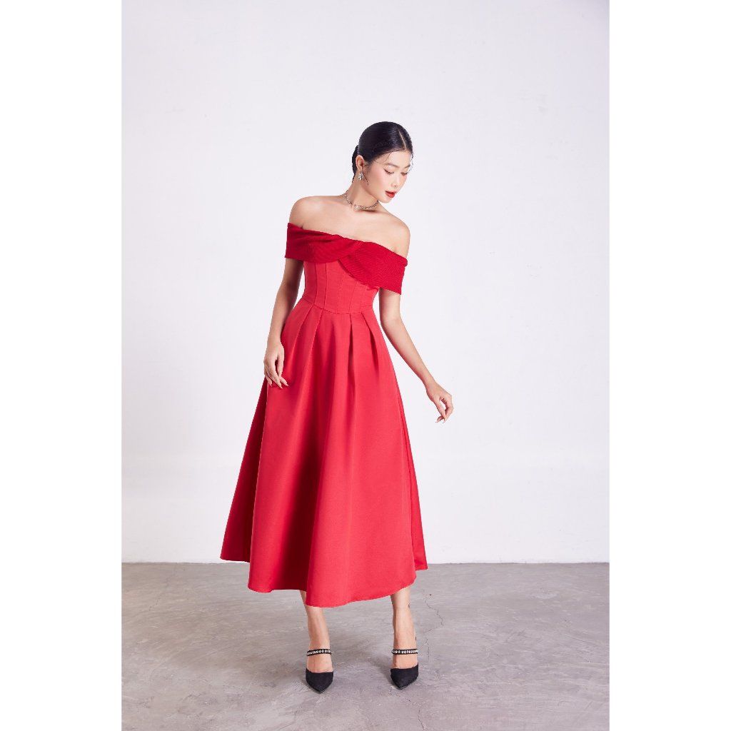 Đầm Nữ  Dự Tiệc Thiết Kế Trễ Vai Dáng Xòe Sang Trọng - RADIN DRESS - GOÛT DE JUN