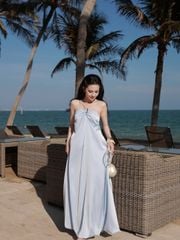 Đầm Nữ QUIERO Cổ Yếm Hở Lưng Dáng Dài Form Bí Quyến Rũ Nữ Tính GOÛT DE JUN