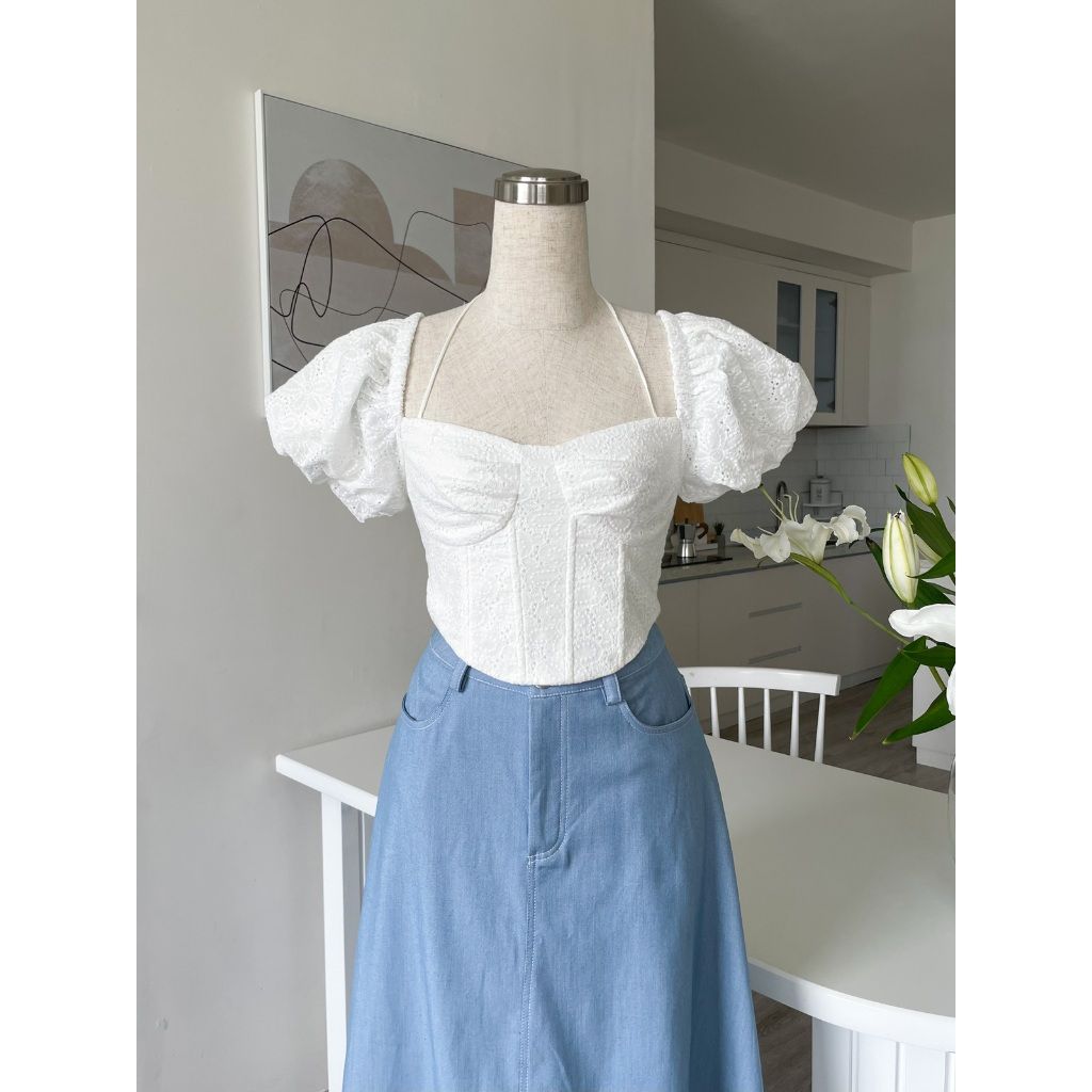 GOÛT DE JUN - Áo Croptop Tay Phồng Nữ Tính - SYLEE TOP