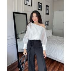 Quần Tây Nữ Ống Rộng Basic Thiết Kế Phối Dây Rời - BILA PANTS- GOÛT DE JUN