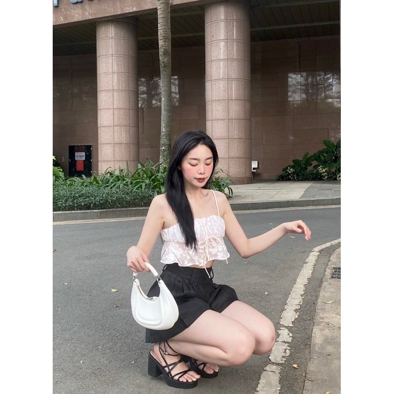 Áo Croptop Nữ 2 Dây Nhún Bèo JANRY TOP - GOÛT DE JUN
