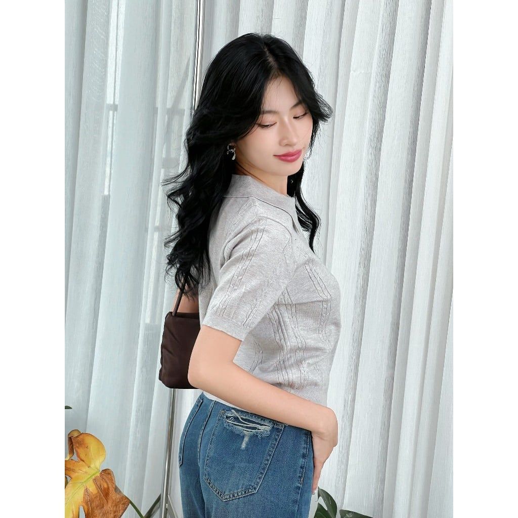 Áo Len Dệt Kim Polo Nữ Freesize Thêu Nơ Dễ Thương - BAMBI TOP -  GOÛT DE JUN