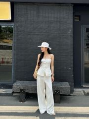 (BÁN LẺ) Set Nữ WORAK Áo Hai Dây Basic Phối Quần Ống Rộng Thời Trang  GOÛT DE JUN