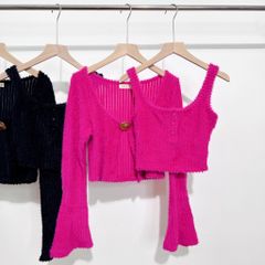 GOÛT DE JUN - Set áo Cardigan kèm áo croptop lông mềm mịn - MENA TOP