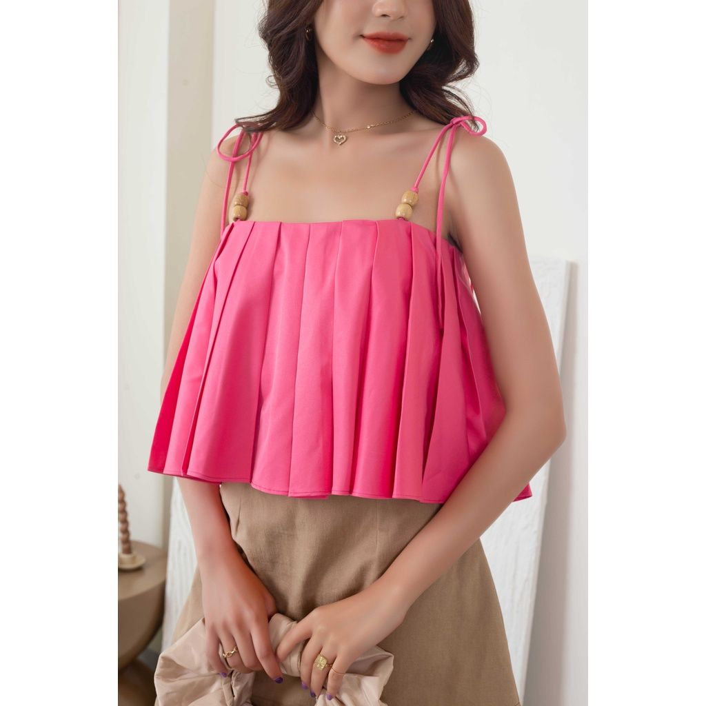 GOÛT DE JUN - Áo croptop nữ hai dây xếp ly - MARIS TOP