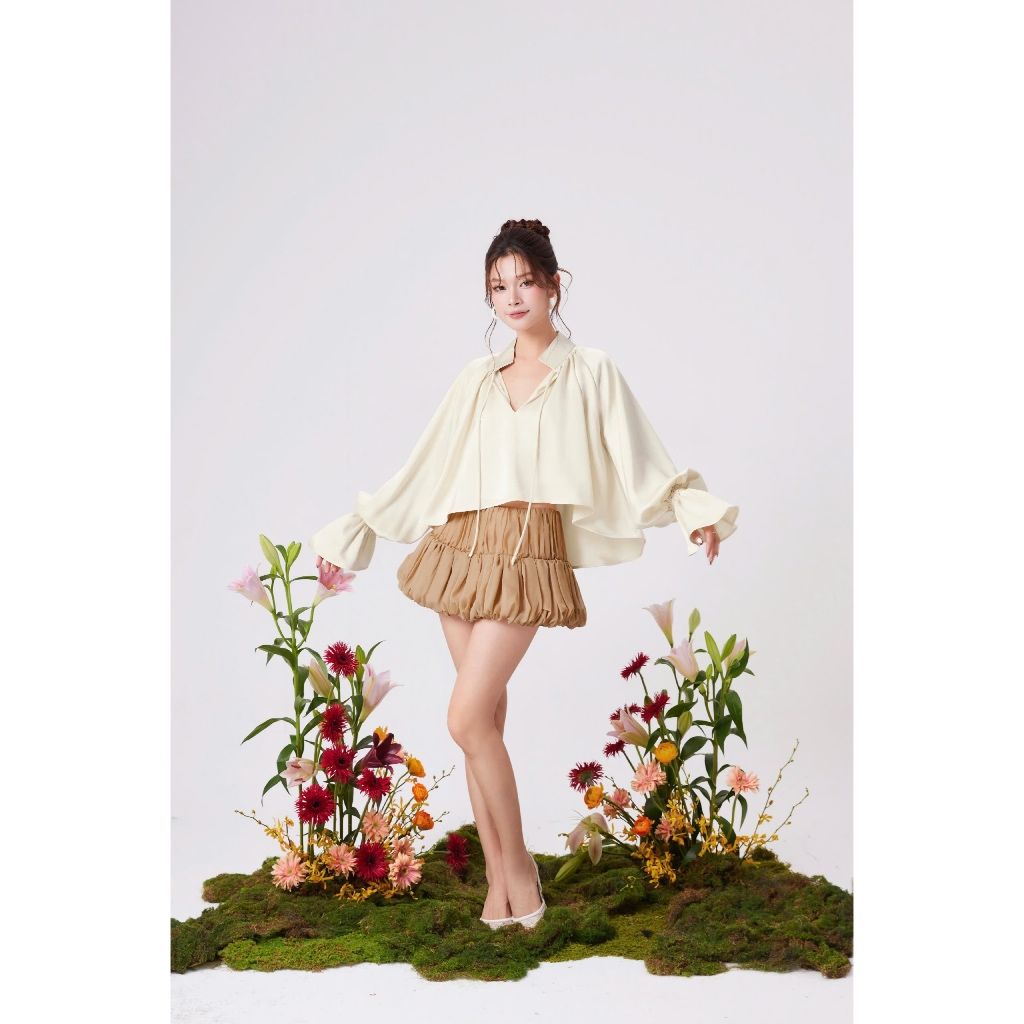 Áo Sơ Mi Nữ Form Freesize Phối Thắt Dây - FAGBES TOP - GOÛT DE JUN
