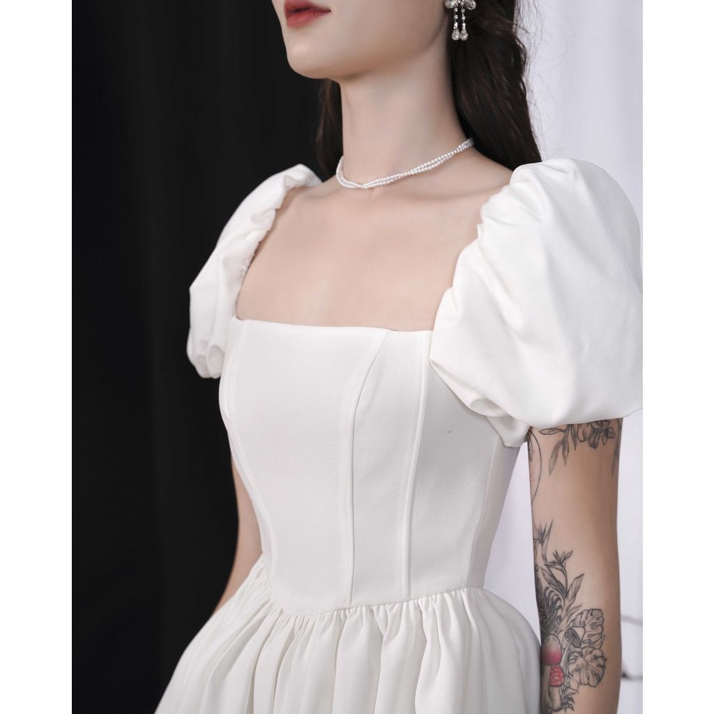 GOÛT DE JUN - Đầm nữ thiết tay phồng form xòe tôn dáng - TIANA DRESS