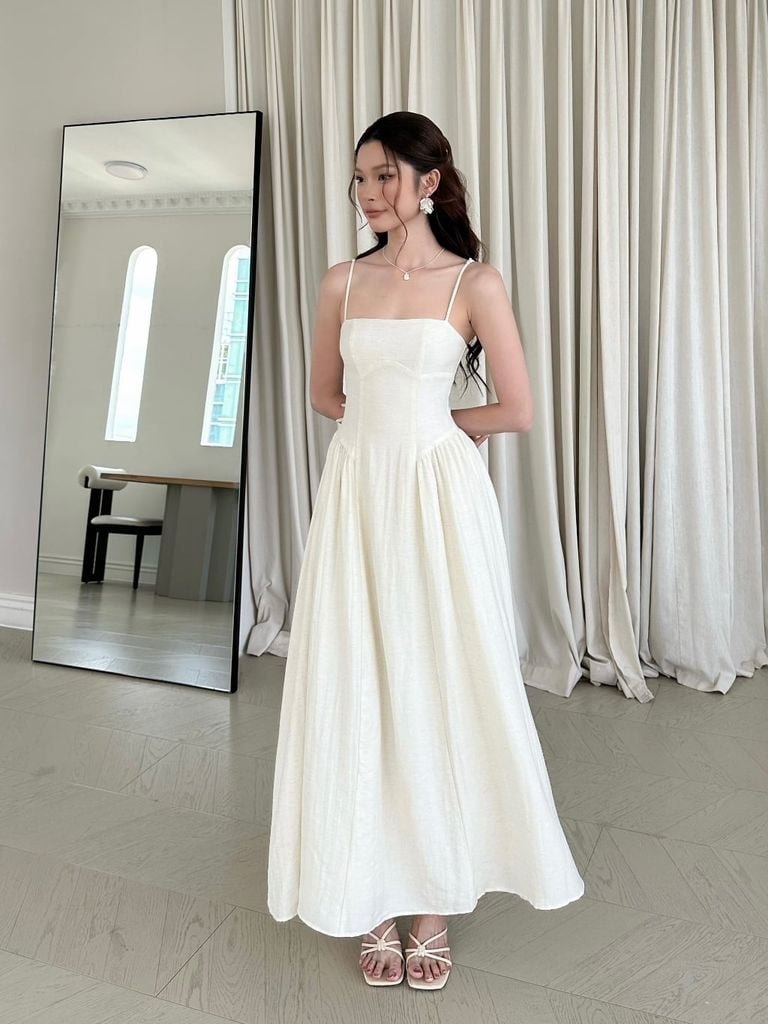 Đầm Nữ Phina Midi Hai Dây Dáng Xòe GOÛT DE JUN