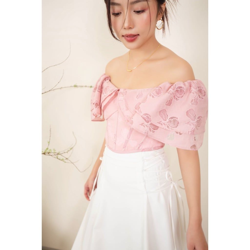 GOÛT DE JUN - Áo croptop tay phồng thiết kế tay cánh tiên - CHLOE TOP