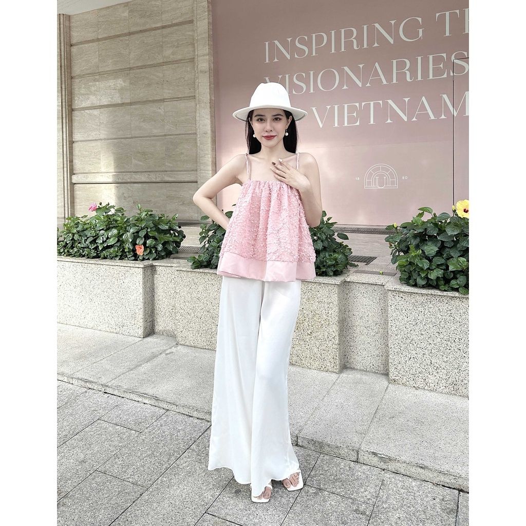 Áo hai dây nữ babydoll họa tiết hoa nổi - RONA TOP - GOÛT DE JUN