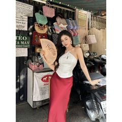 Áo Yếm Gấm Phối Nơ Duyên Dáng - BÁCH DI - GOÛT DE JUN
