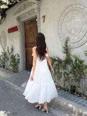 Đầm Nữ KIDLAT Hai Dây Form Maxi Xòe Chất Tơ Mềm Phối Bèo Đi Biển, Dạo Phố GOUT DE JUN