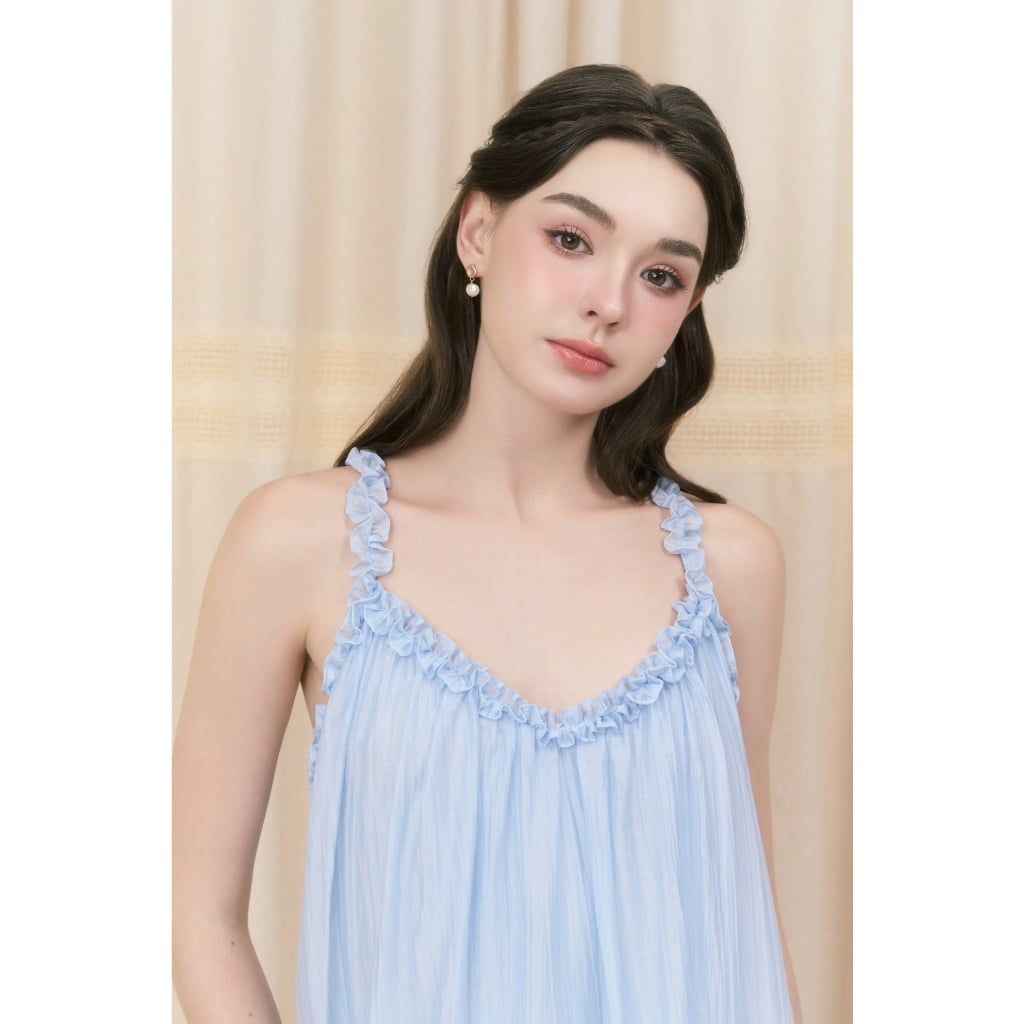 Đầm Nữ MAHIK DRESS 2 Dây Xoắn Bèo Form Maxi Đi Biển GOUT DE JUN