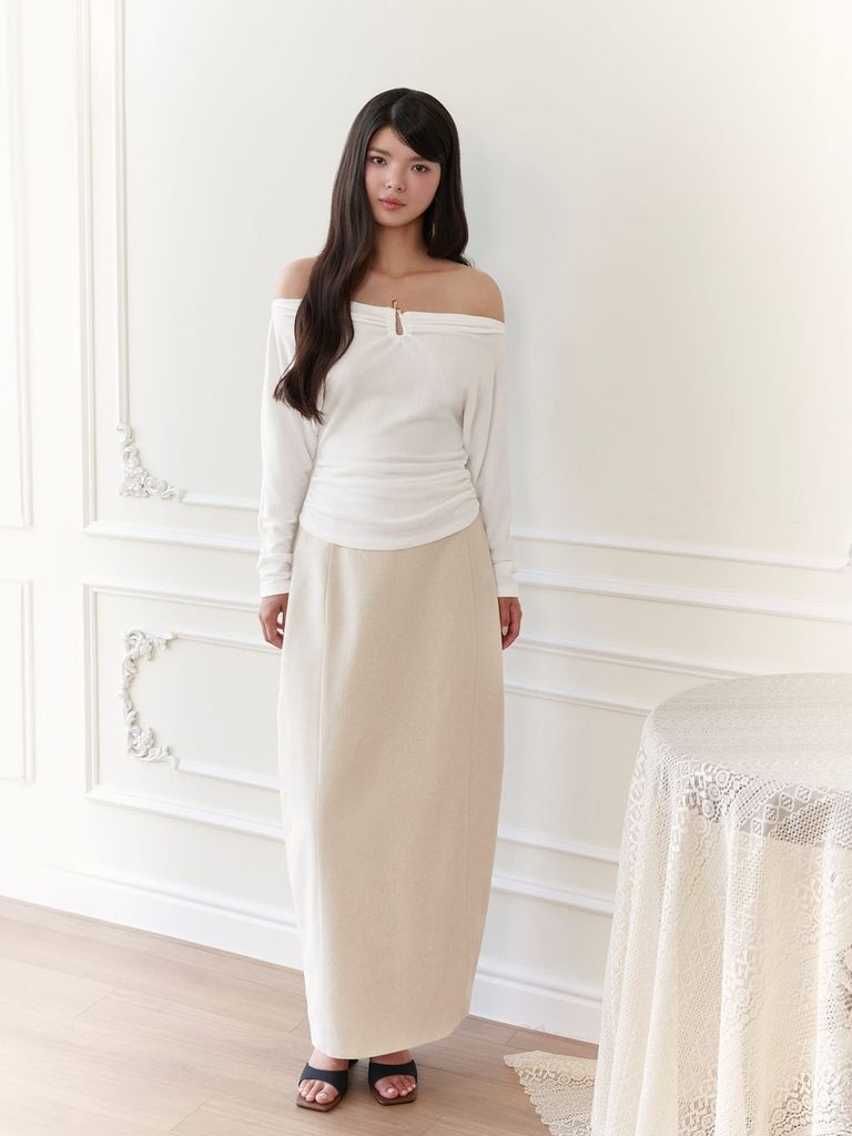Gout De Jun Chân Váy Nữ Dáng Dài Cạp Cao Chât Linen KOFER Chân Váy Công Sở Thanh Lịch FGKA2607092