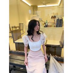 GOÛT DE JUN - Áo Croptop nữ tay phồng họa tiết hoa - Jiso Top