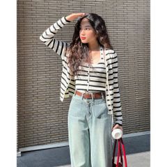 Set Áo Len Cổ Yếm Kèm Cardigan Freesize Basic - LINZY TOP -  GOÛT DE JUN